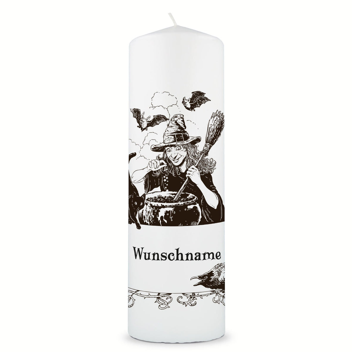Große Kerze "Hexentrank" mit Namen zu Halloween