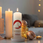 Große Kerze "Eisbär & Pinguin" mit Namen zu Weihnachten