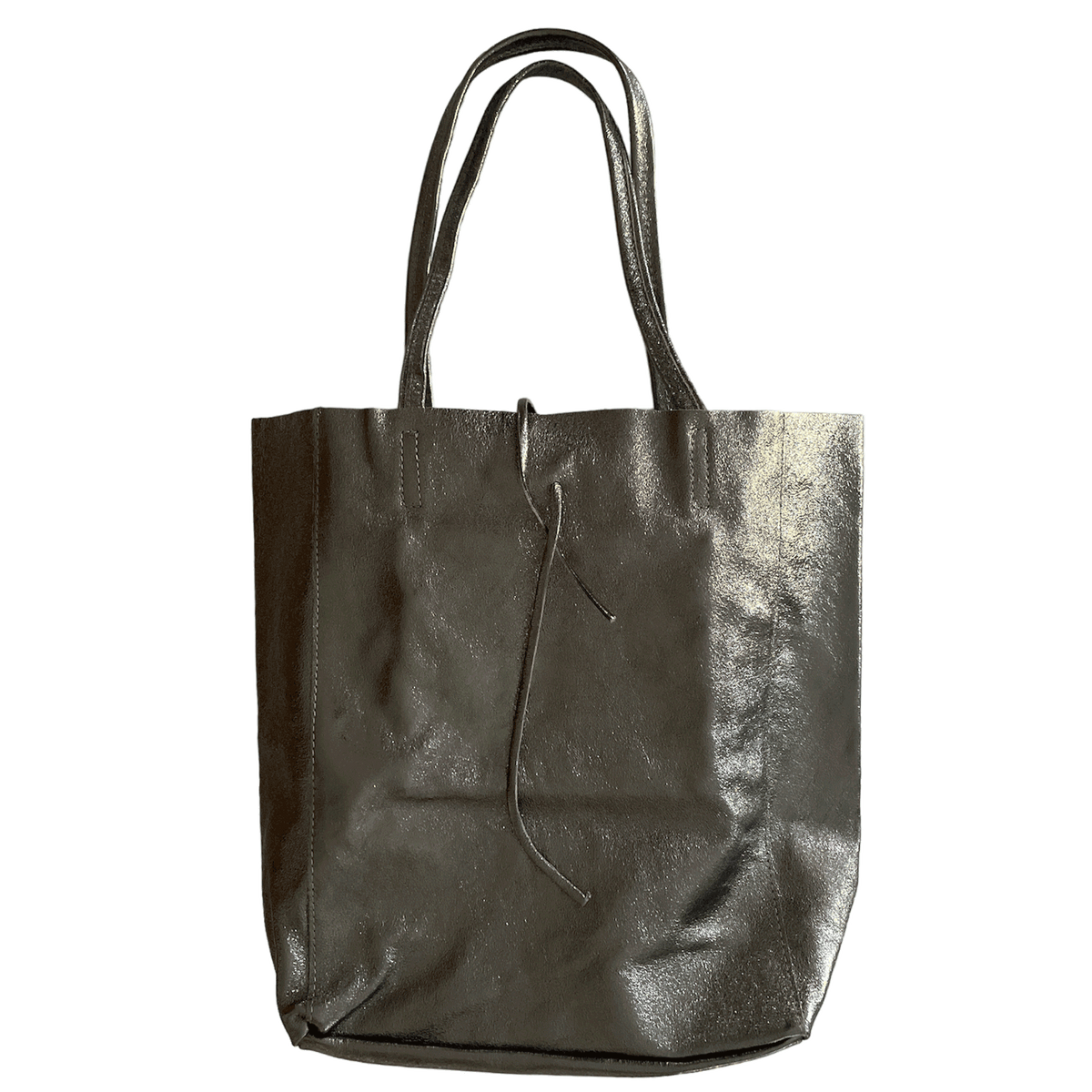 Leder Shopper mit Innentasche Altsilber