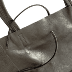 Leder Shopper mit Innentasche Altsilber