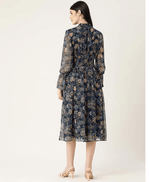 Navy Blue Floral Printed Maxi Dress in Germany
