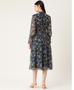 Navy Blue Floral Printed Maxi Dress in Germany