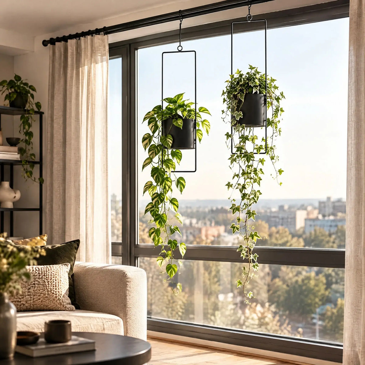 Hängetopf Blumentopf Metall schwarz indoor outdoor Balkon Fenster Blum