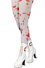 Strumpfhose Damen "Halloween Bloody Blutoptik" | Weiß Rot