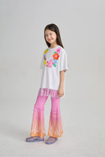 Mermaid Cat Tassel Embroidered Tee