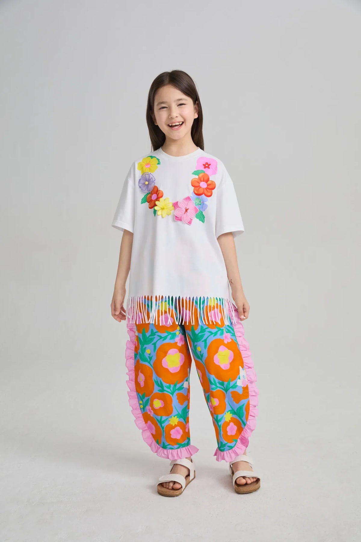 Mermaid Cat Tassel Embroidered Tee
