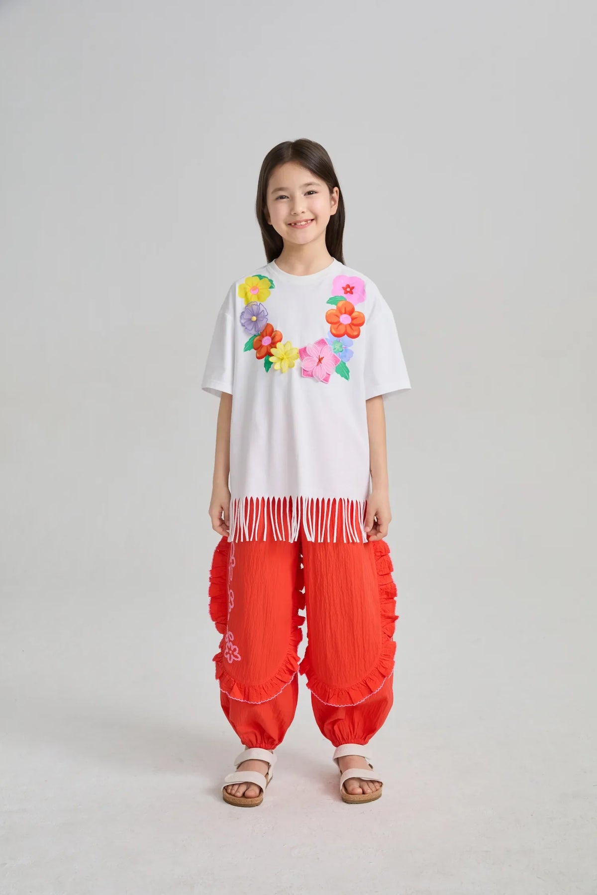 Mermaid Cat Tassel Embroidered Tee