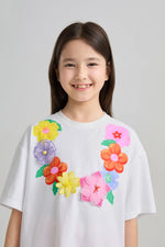 Mermaid Cat Tassel Embroidered Tee