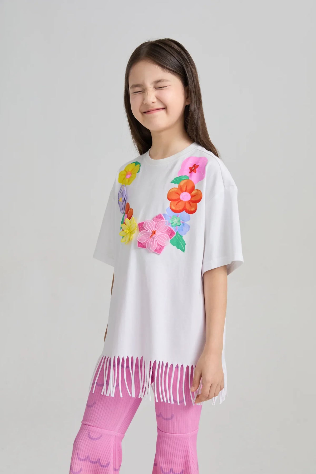 Mermaid Cat Tassel Embroidered Tee