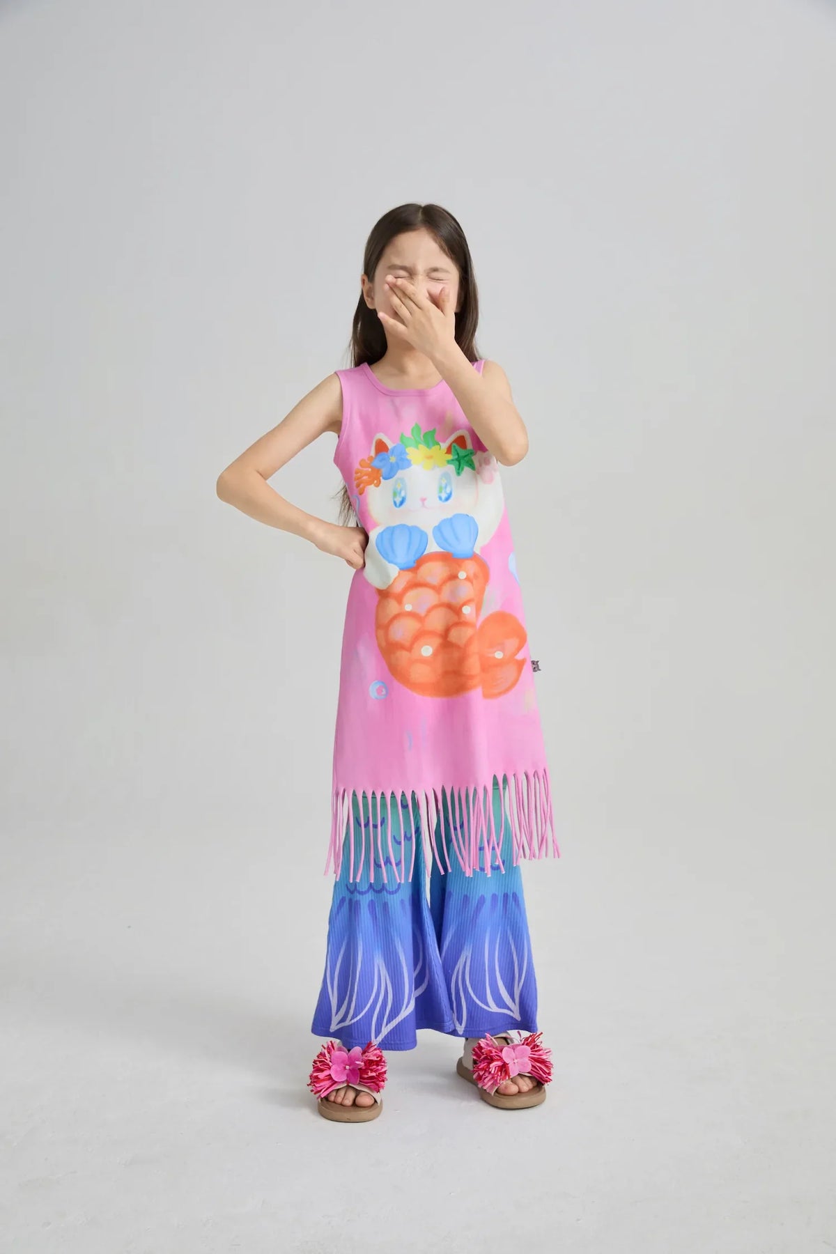 Hawaiian Mermaid Cat Tassel Maxi Skirt