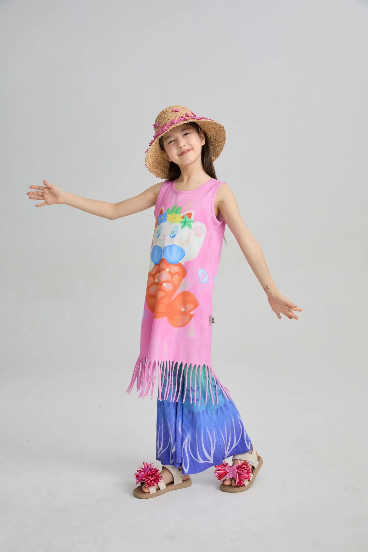 Hawaiian Mermaid Cat Tassel Maxi Skirt