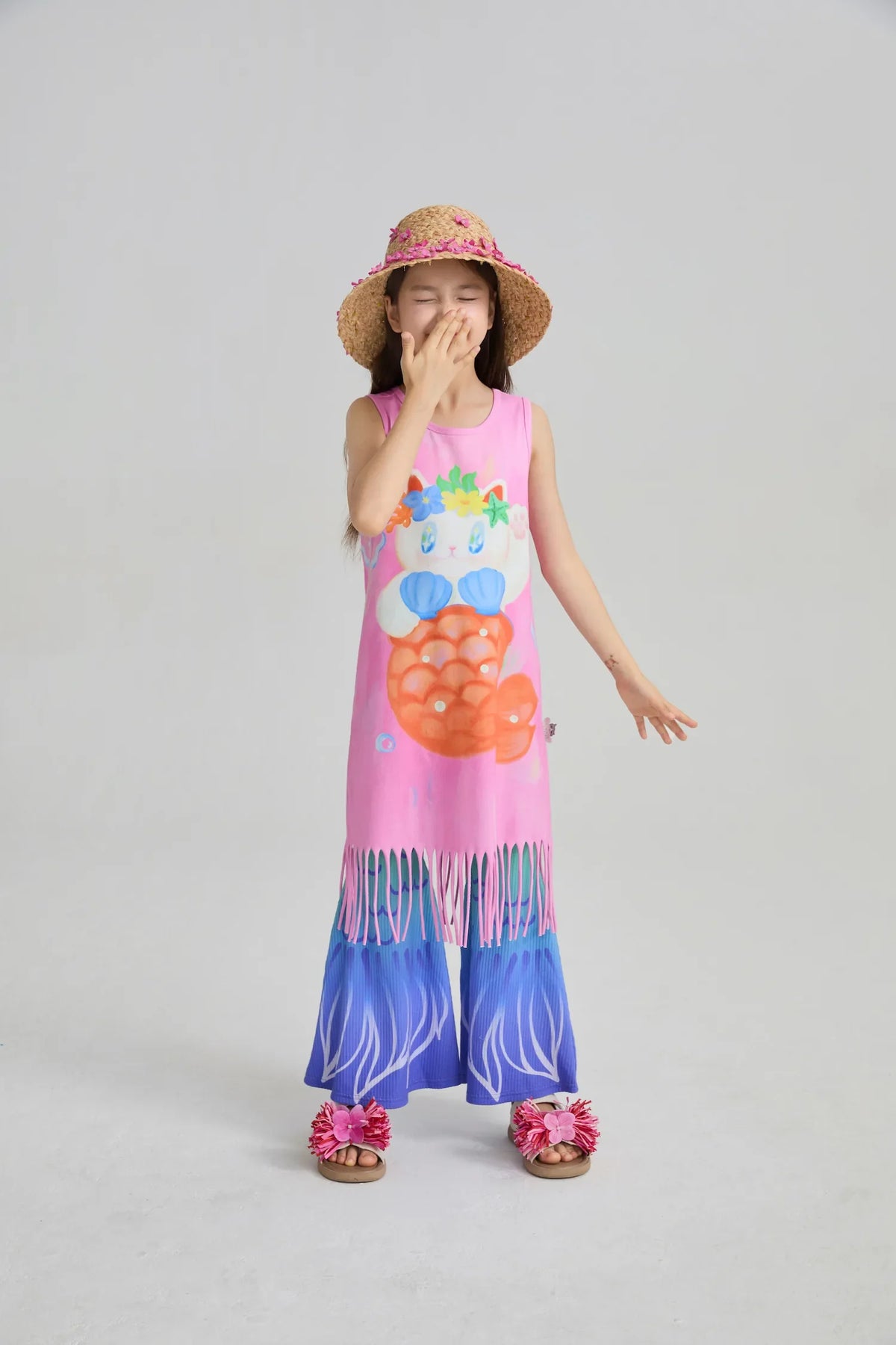 Hawaiian Mermaid Cat Tassel Maxi Skirt