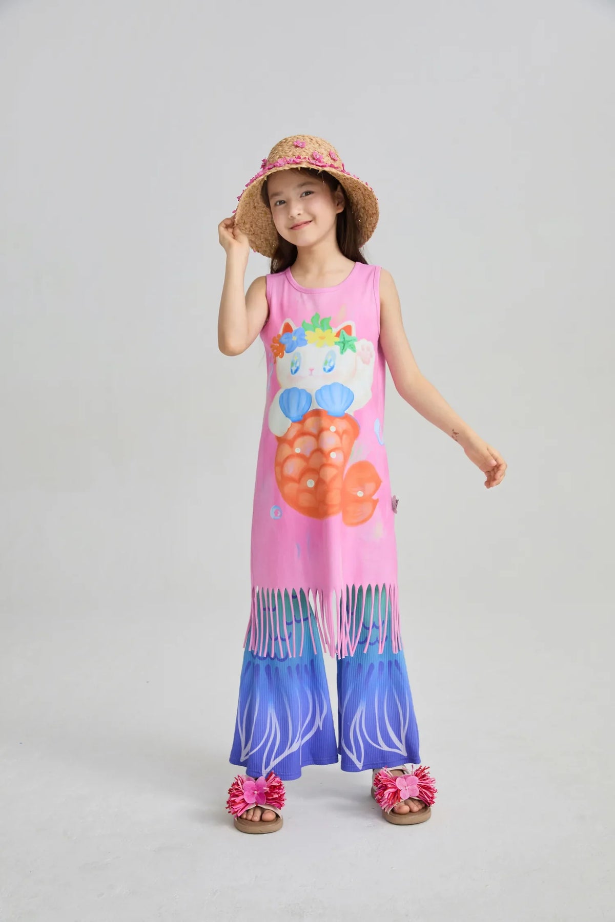 Hawaiian Mermaid Cat Tassel Maxi Skirt