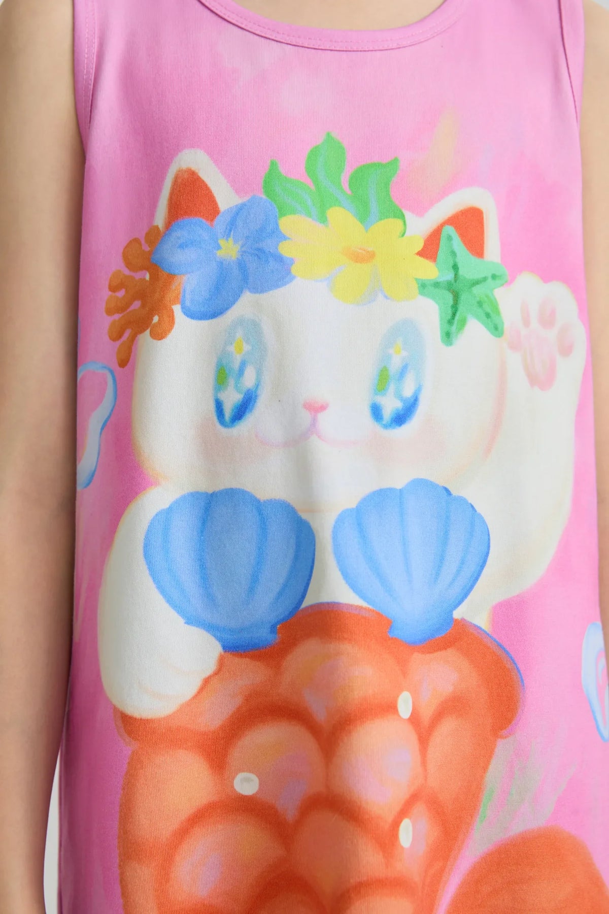 Hawaiian Mermaid Cat Tassel Maxi Skirt