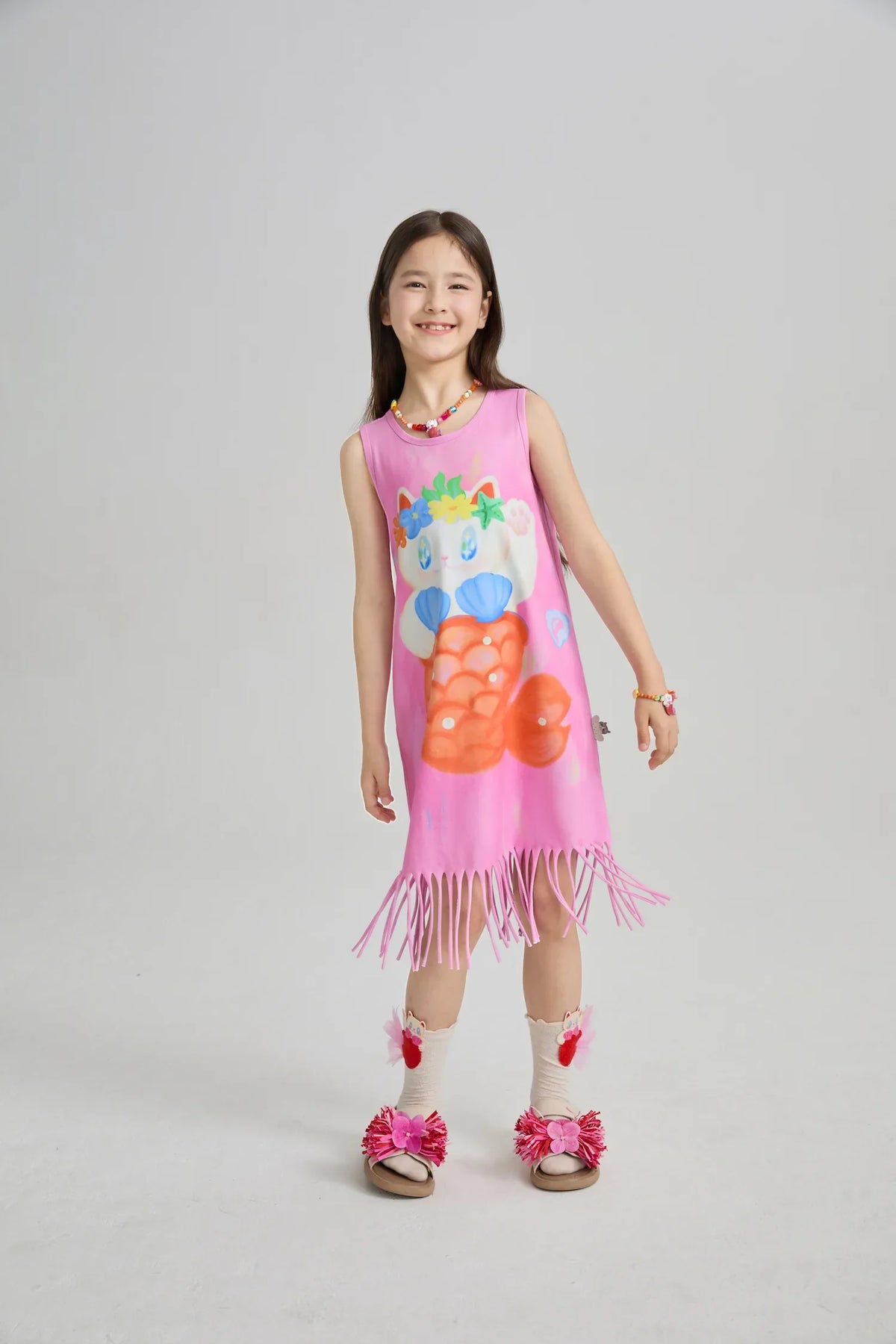 Hawaiian Mermaid Cat Tassel Maxi Skirt