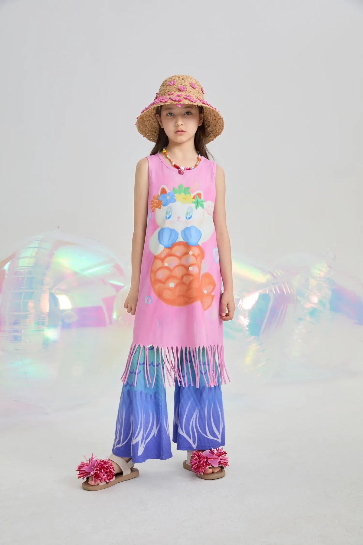Hawaiian Mermaid Cat Tassel Maxi Skirt