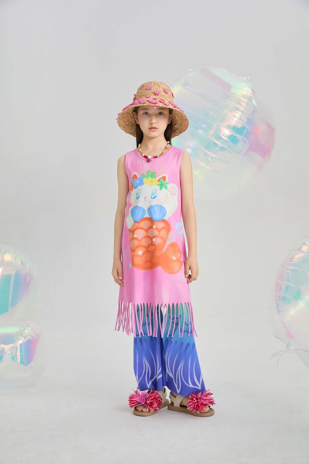 Hawaiian Mermaid Cat Tassel Maxi Skirt