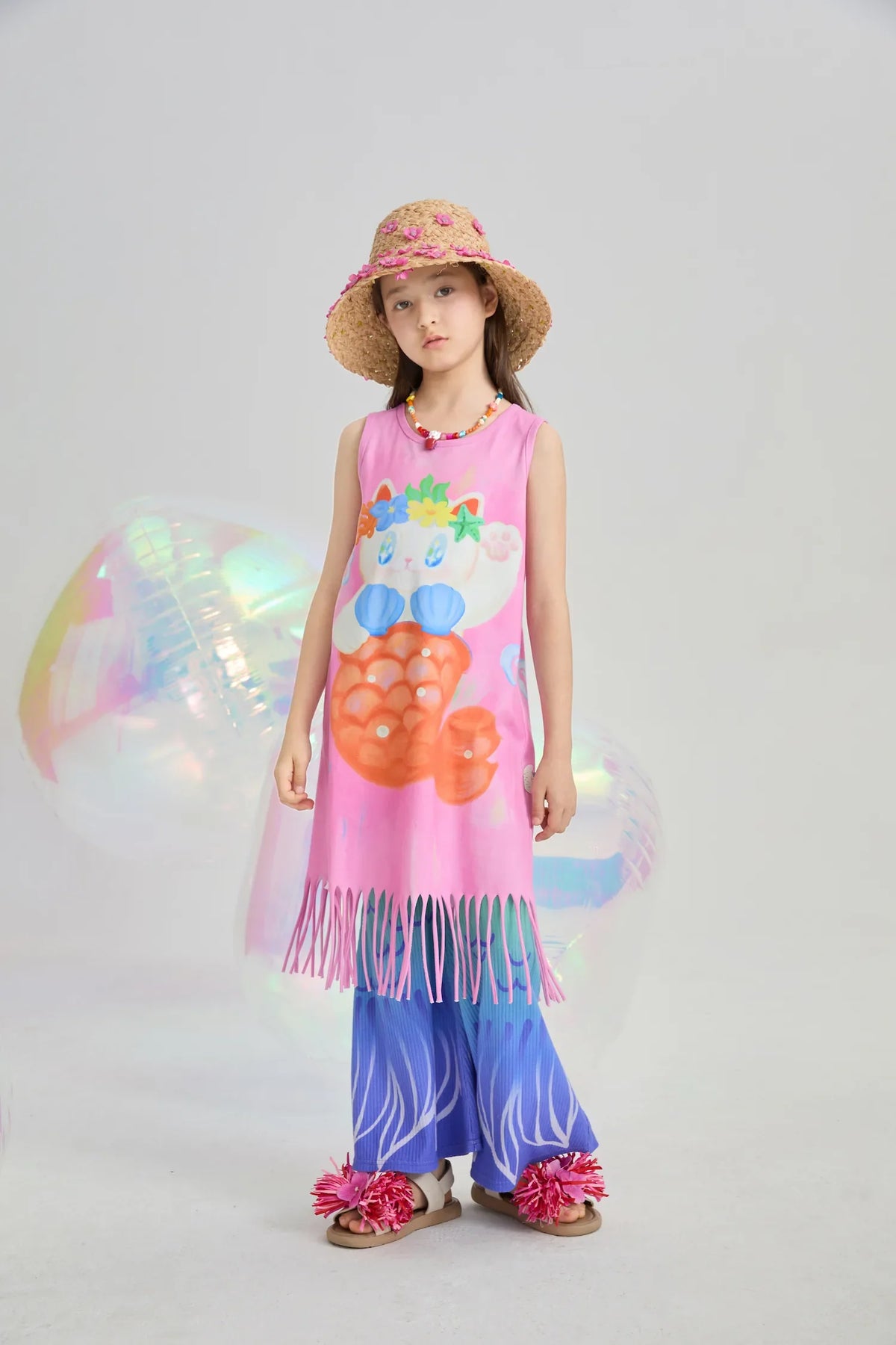 Hawaiian Mermaid Cat Tassel Maxi Skirt