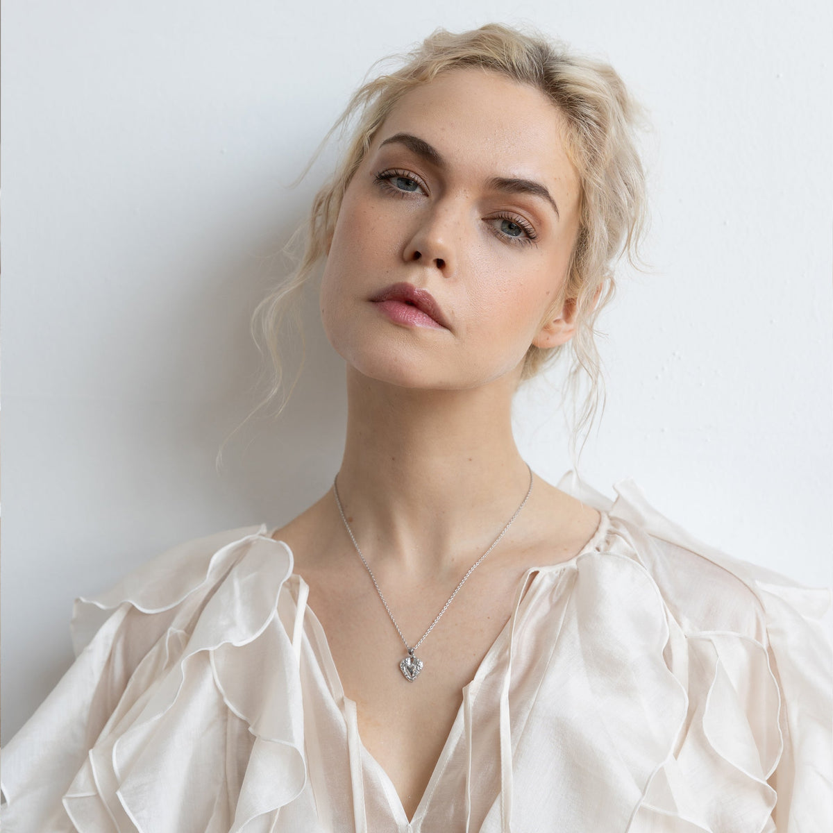 SILVER HEART CHARM NECKLACE AMOURA
