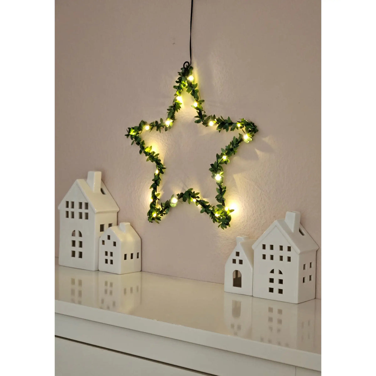 Herz Stern Fenster LED Silhouette Warmweiß Weihnachtsbeleuchtung 30cm Deko grün