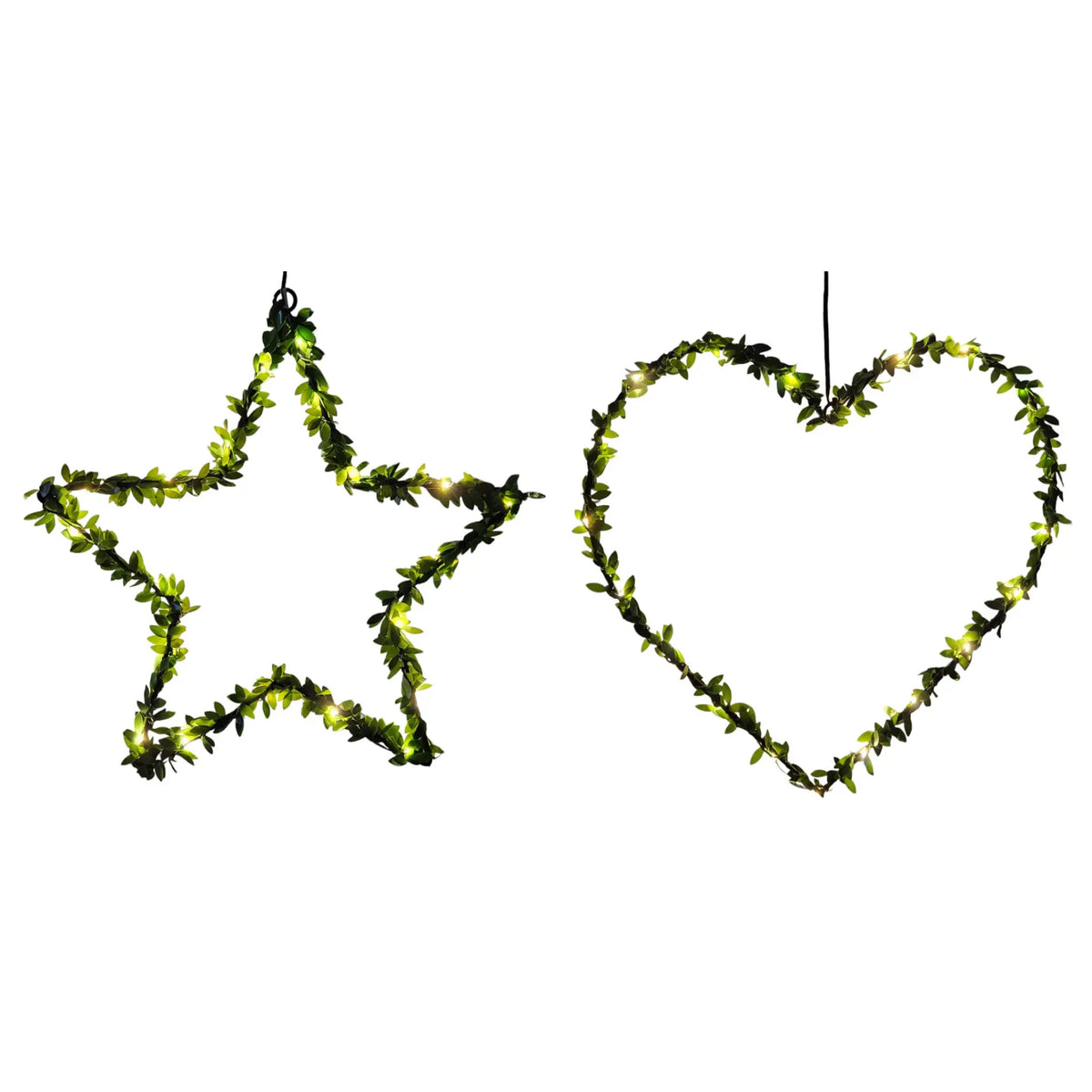 Herz Stern Fenster LED Silhouette Warmweiß Weihnachtsbeleuchtung 30cm Deko grün