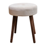 Hocker Fußhocker Polsterhocker Cord Holzbeine Sitzhocker rund beige 35x45 cm