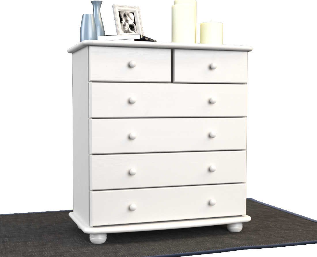 Anika Kommode Massivholz aus 100% Bio Kiefer | 6-Schubladen Sideboard für modernen Wohnstil