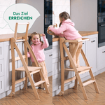 Holz Lernleiter Montessori: Hocker für Kinder - Grau