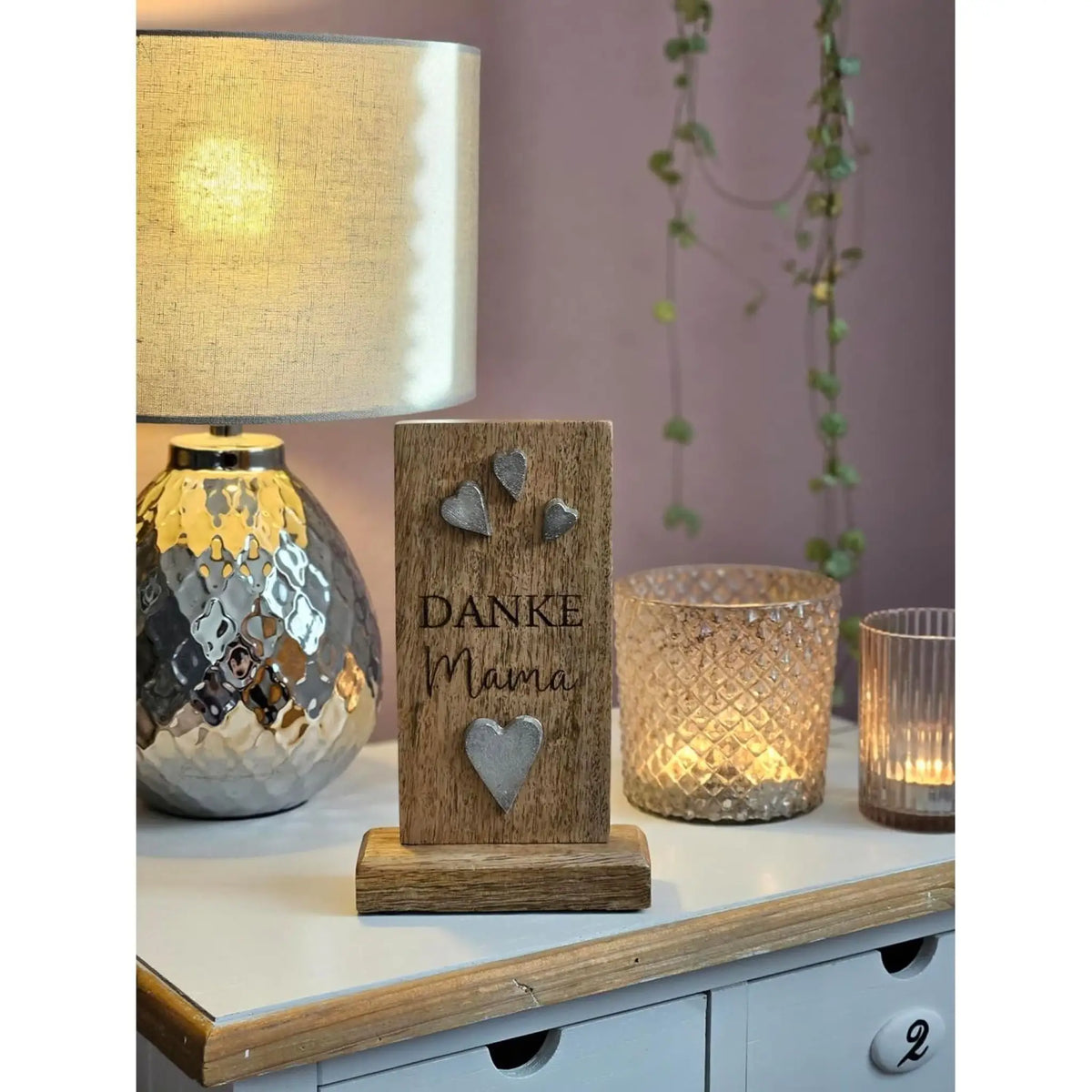 Holzschild MAMA Holztafel Geschenk Muttertag Mutter Schild Mangoholz Höhe 20 cm