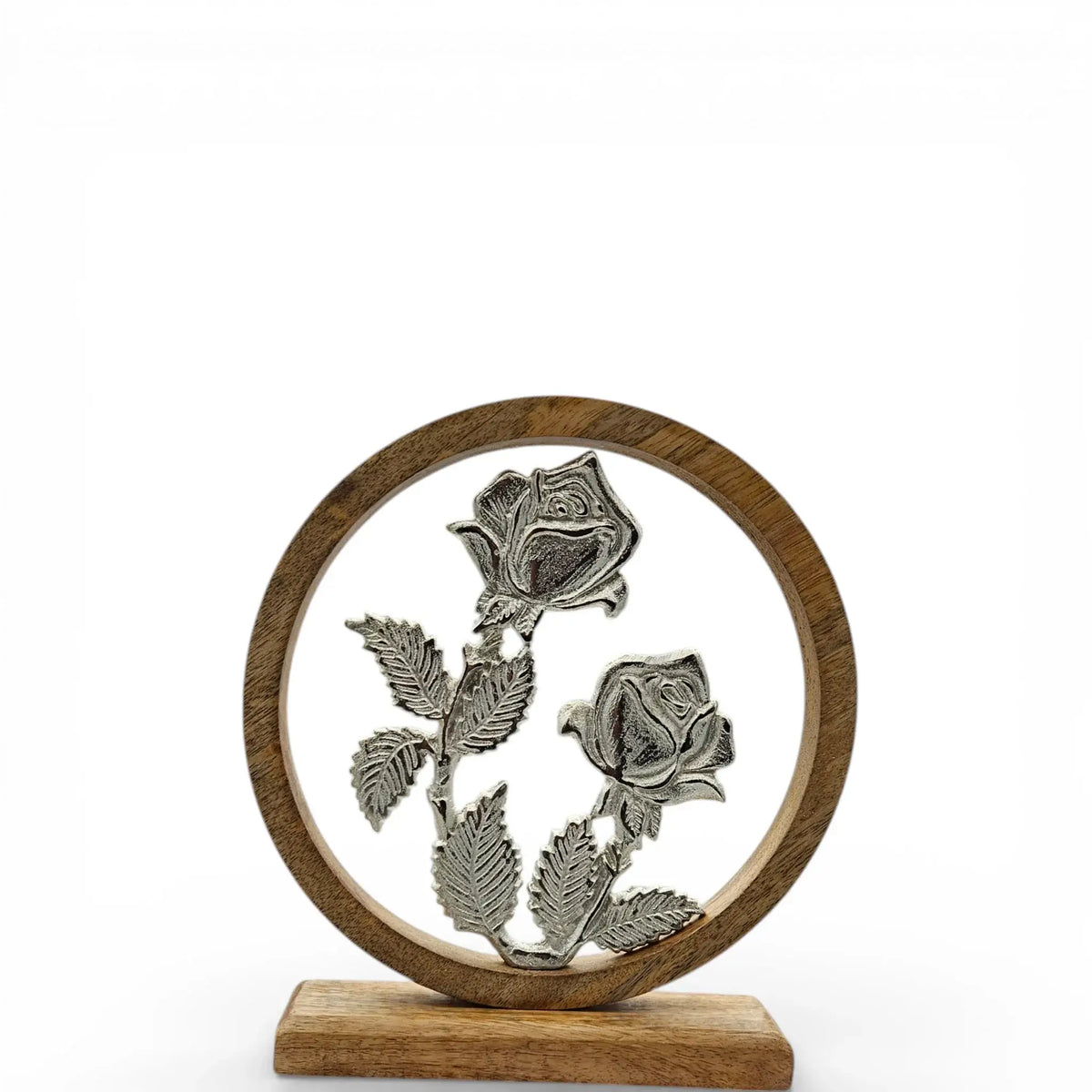 Holzschild mit Blumen Deko Schild Aufsteller Holzschild Metall Rosen Geschenk Mangoholz