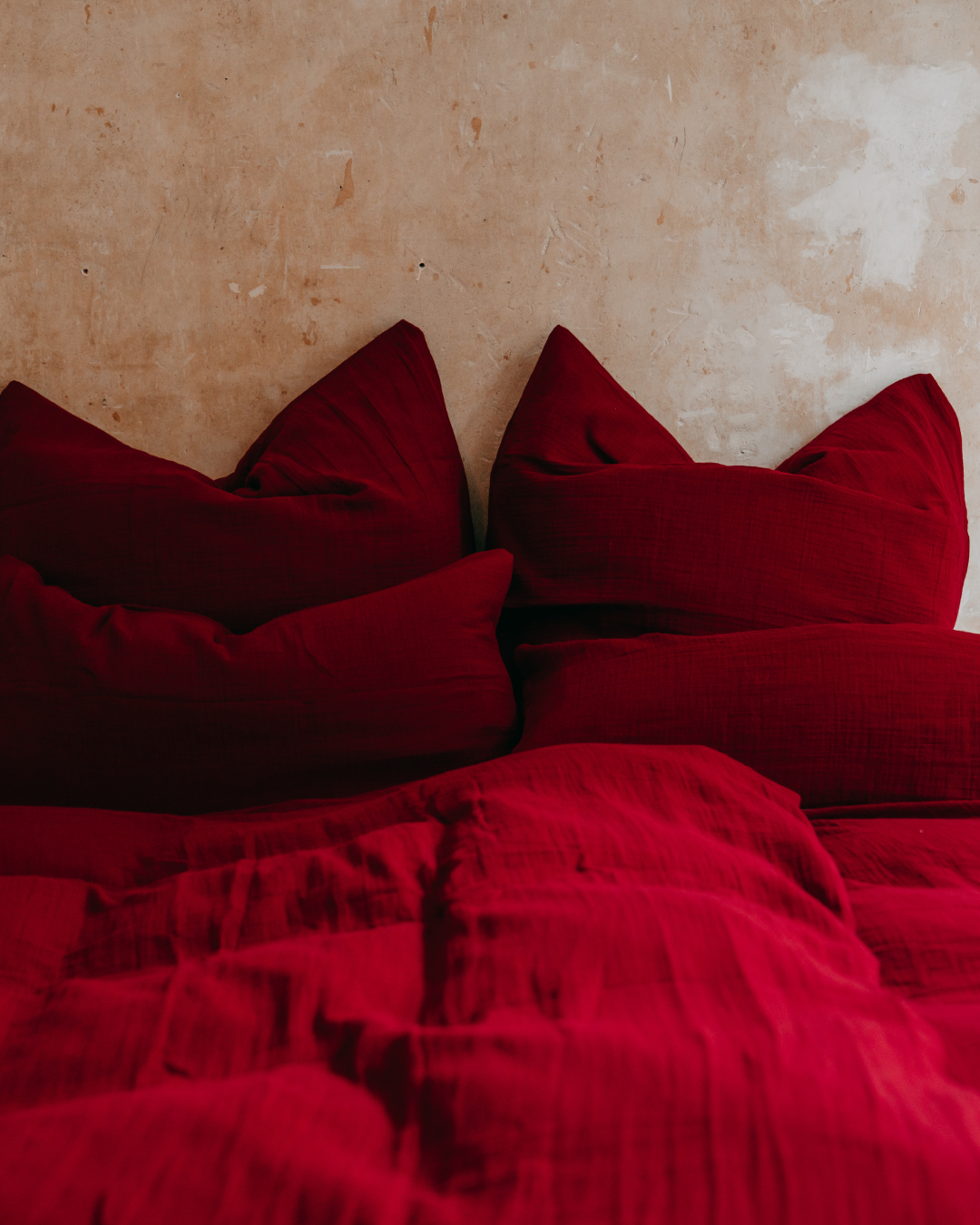 Musselin-Bettwäsche "Eliane" • Cranberry