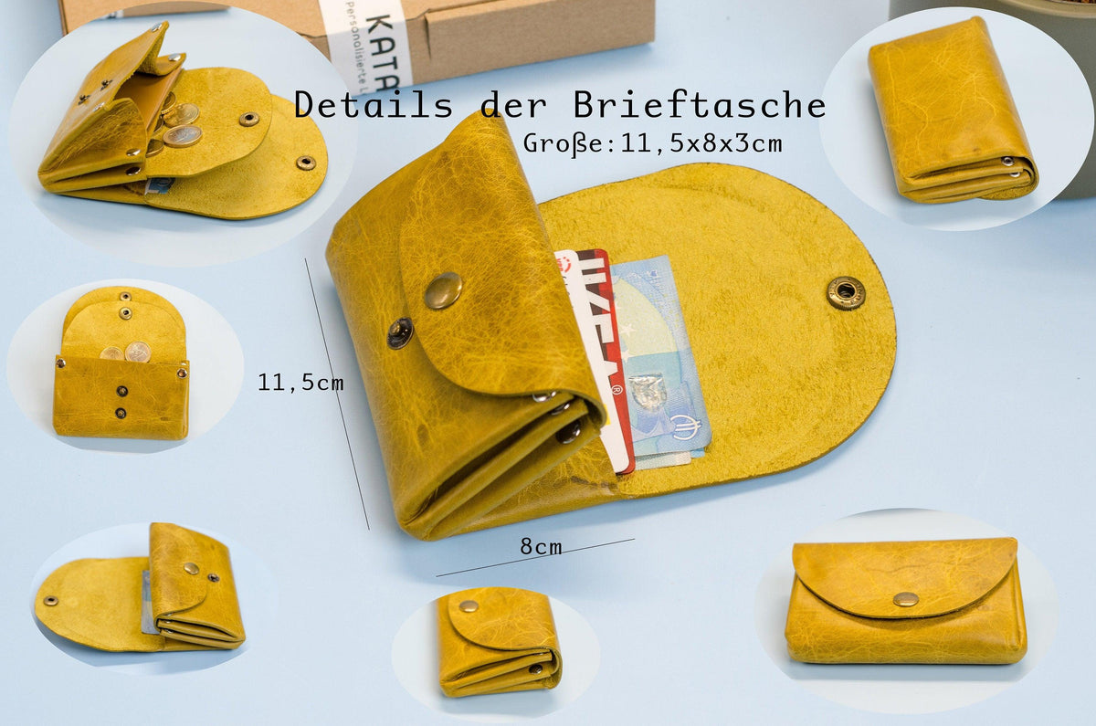 Kleine Geldbeutel für Damen. Minimalistisches Portemonnaie für Frauen. Geschenke für Sie. Schlanke Brieftasche. Größe cir. 11,5x8x3,5cm.
