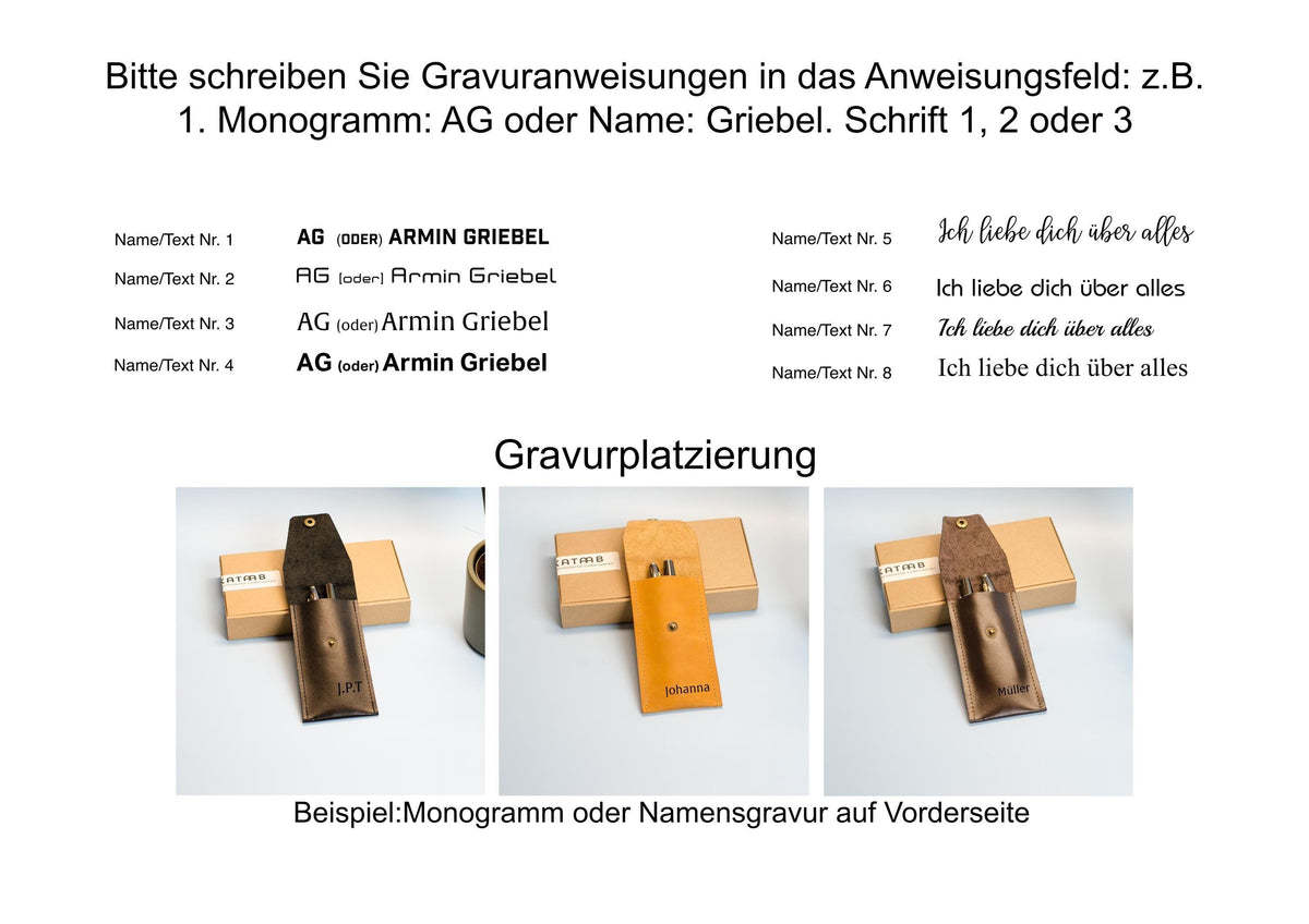 Monogram Stiftetui aus Leder. Größe cir. 15x7cm.Bleistifthalter aus Leder mit Gravur. Personalisiertes Stiftetui aus Leder.Leder Stifthülle.