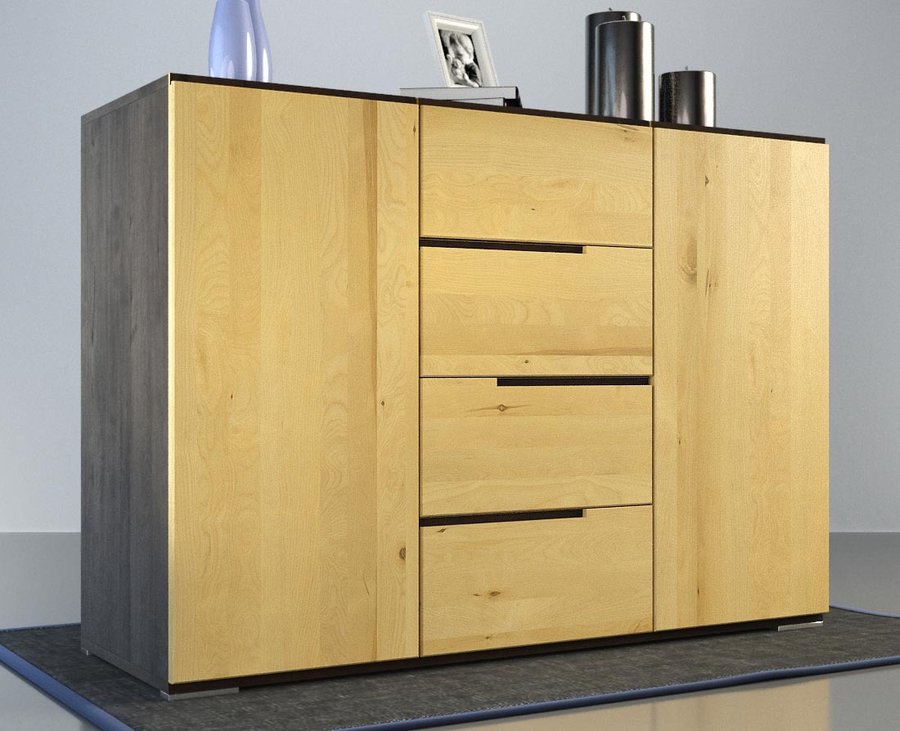 ARDEA Massivholz Schubladen Kommode aus Birke