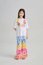 Palm Leaf Pleated Flare Pants
