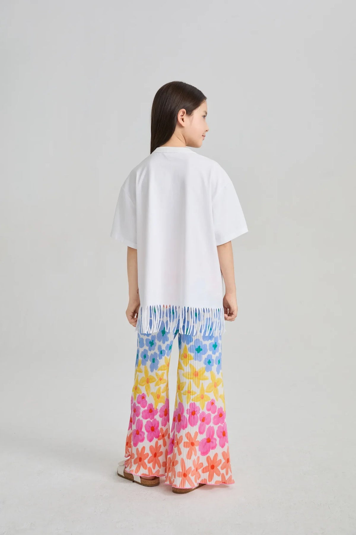 Palm Leaf Pleated Flare Pants