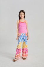 Palm Leaf Pleated Flare Pants