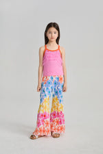 Palm Leaf Pleated Flare Pants