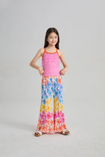 Palm Leaf Pleated Flare Pants