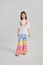 Palm Leaf Pleated Flare Pants