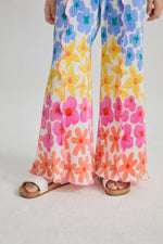 Palm Leaf Pleated Flare Pants