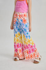 Palm Leaf Pleated Flare Pants