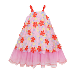 Tropical Bloom Embroidered Mesh Dress