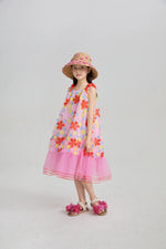 Tropical Bloom Embroidered Mesh Dress