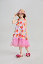 Tropical Bloom Embroidered Mesh Dress