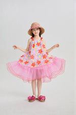 Tropical Bloom Embroidered Mesh Dress