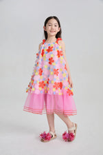 Tropical Bloom Embroidered Mesh Dress