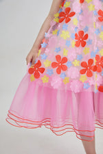 Tropical Bloom Embroidered Mesh Dress
