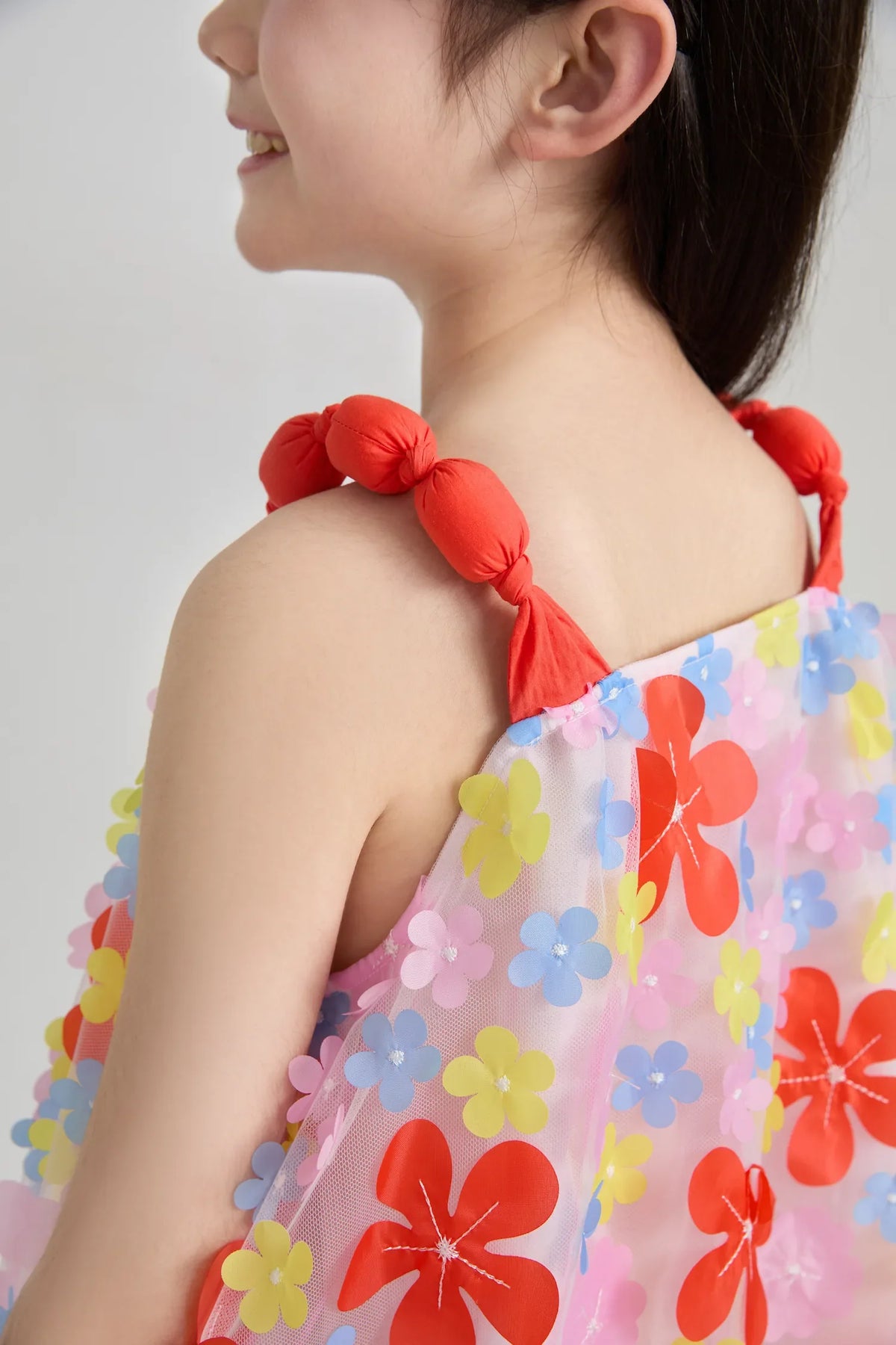 Tropical Bloom Embroidered Mesh Dress