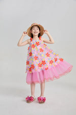 Tropical Bloom Embroidered Mesh Dress